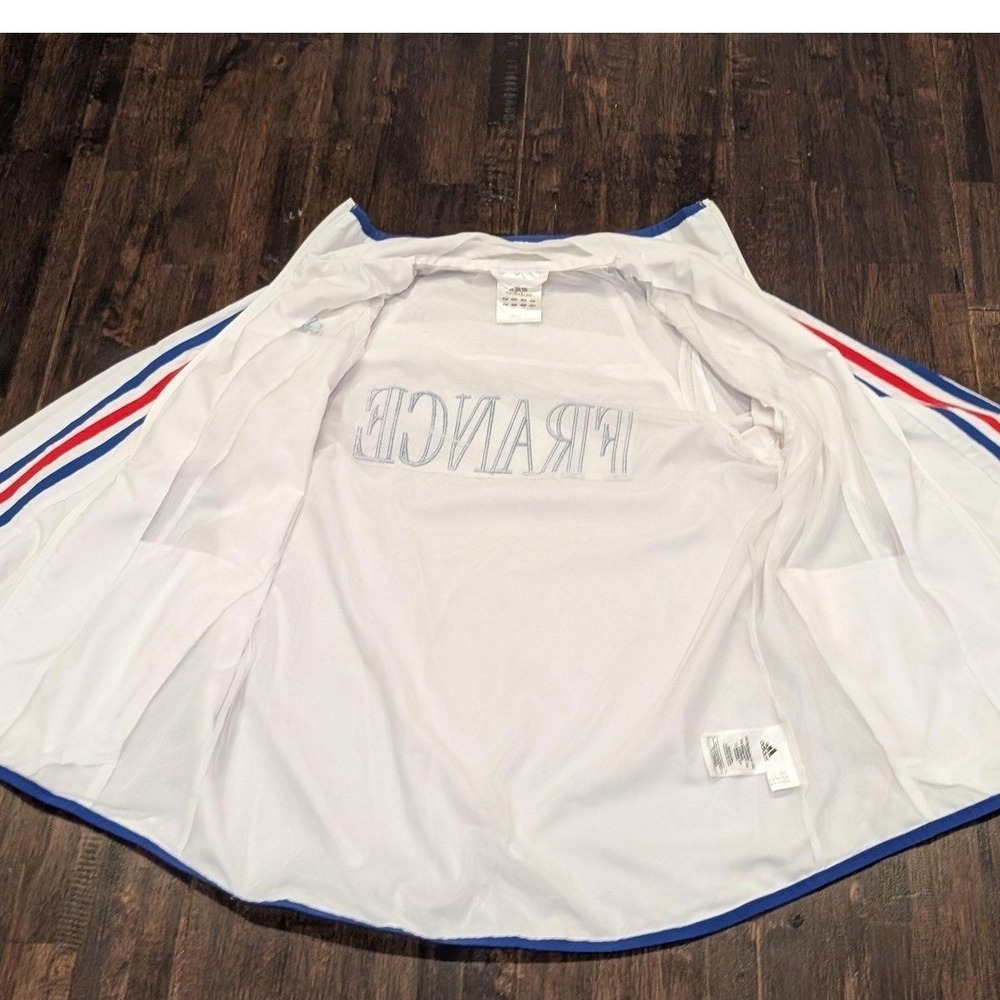 Vintage Y2K Adidas France Track Jacket Womens S White 3 Stripes Zip Embroidered - Picture 3 of 12